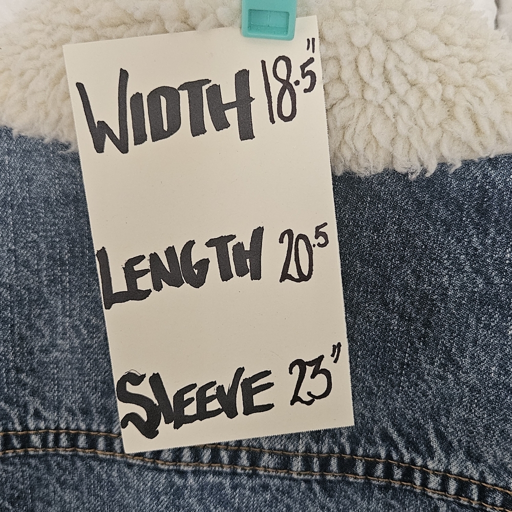 Unveil Faux Wool Sherpa Collar Denim Buttoned Jacket SZ XS - Picture 5 of 9